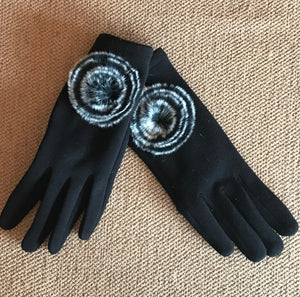Black Faux Fur Gloves