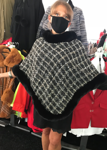 Black Faux Fur poncho
