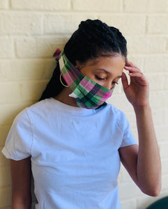 Pink and Green Checkered Mask