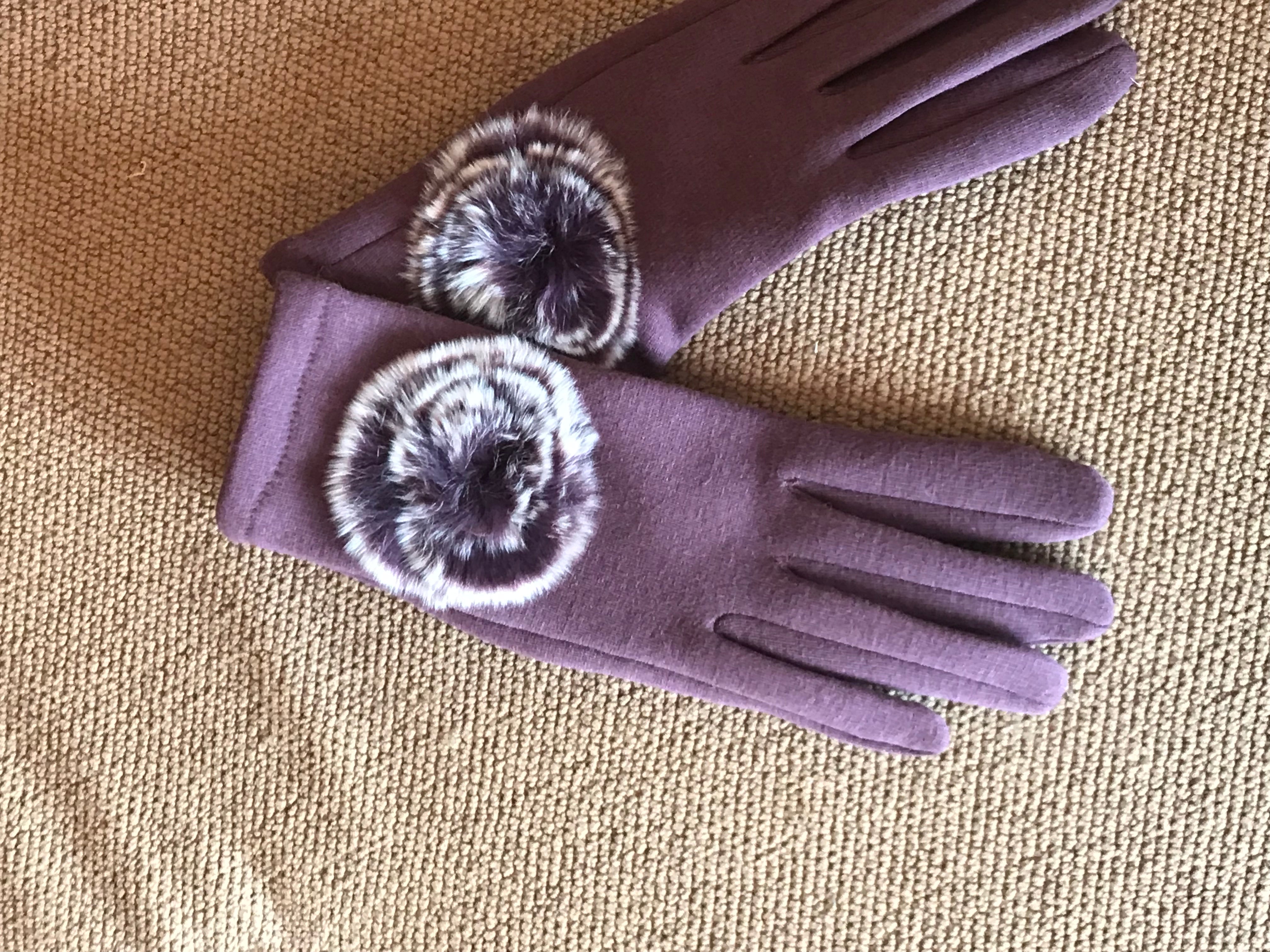 Purple Faux Fur Gloves