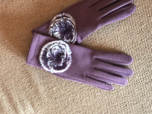 Purple Faux Fur Gloves