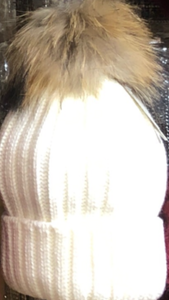 Winter White Fur Pompom Hat