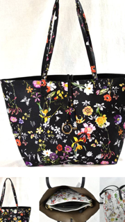 Reversible Black Floral Bag